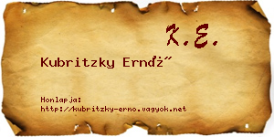 Kubritzky Ernő névjegykártya